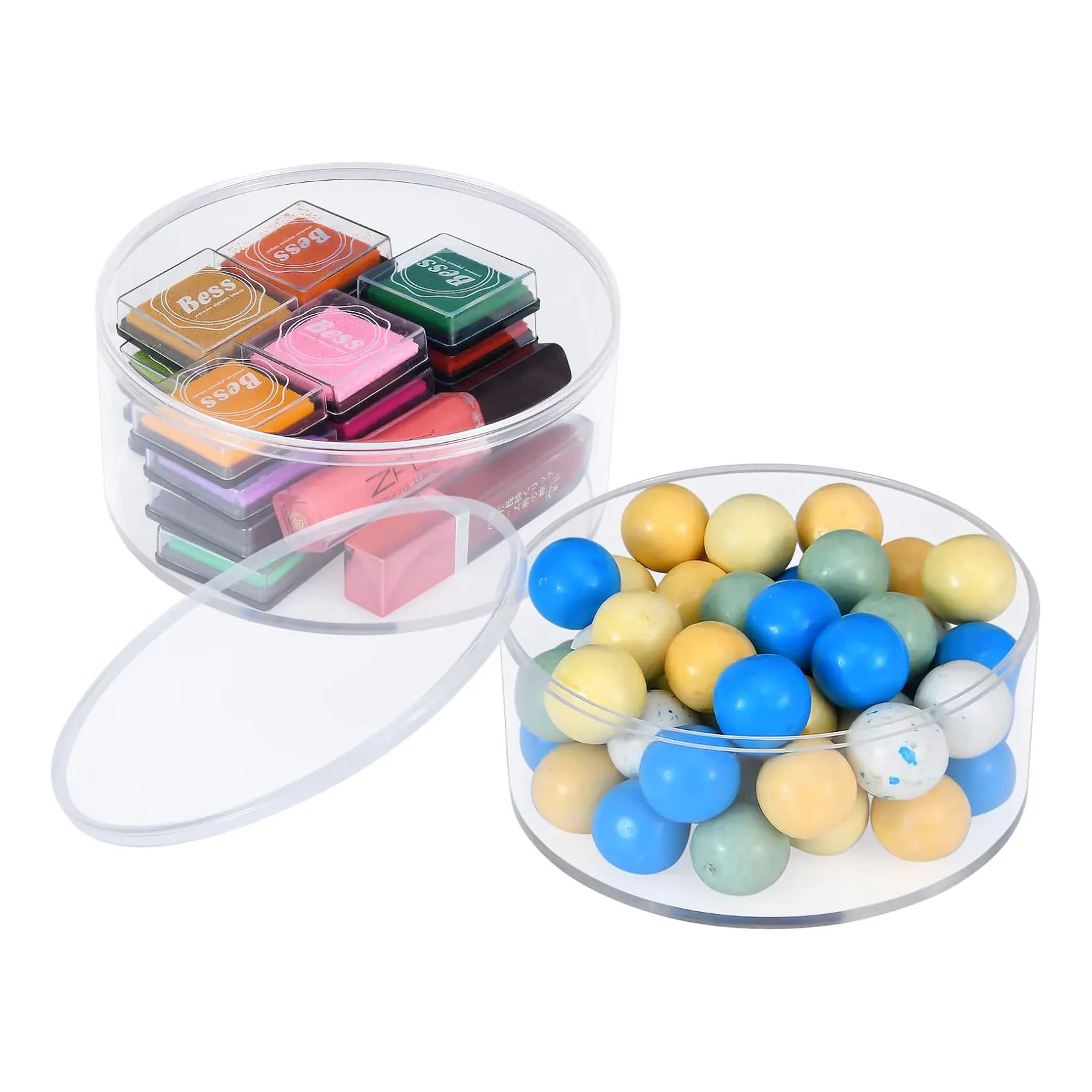 Custom Round Acrylic Case Round Acrylic Storage Container with Lid for Candy Pill Nails Beads and Tiny Jewelry