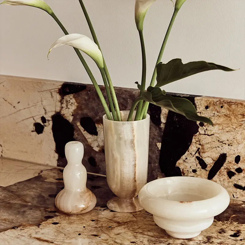 stonekocc White Onyx Vases Mini Incense Insert Luxury Jade Natural Stone Decor Wedding gifts Decorations for home