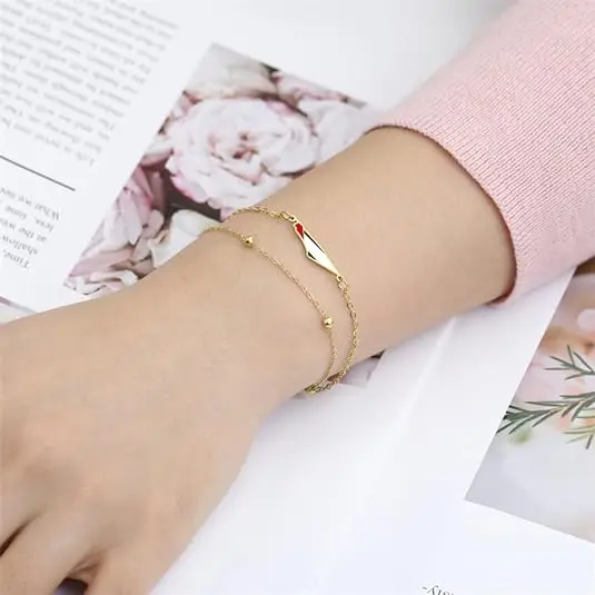 New Trendy Stainless Steel Palestine Map Charm Bracelets Double Layers Thin Chain Enamel Plastine Bracelets for Women Teen Girls