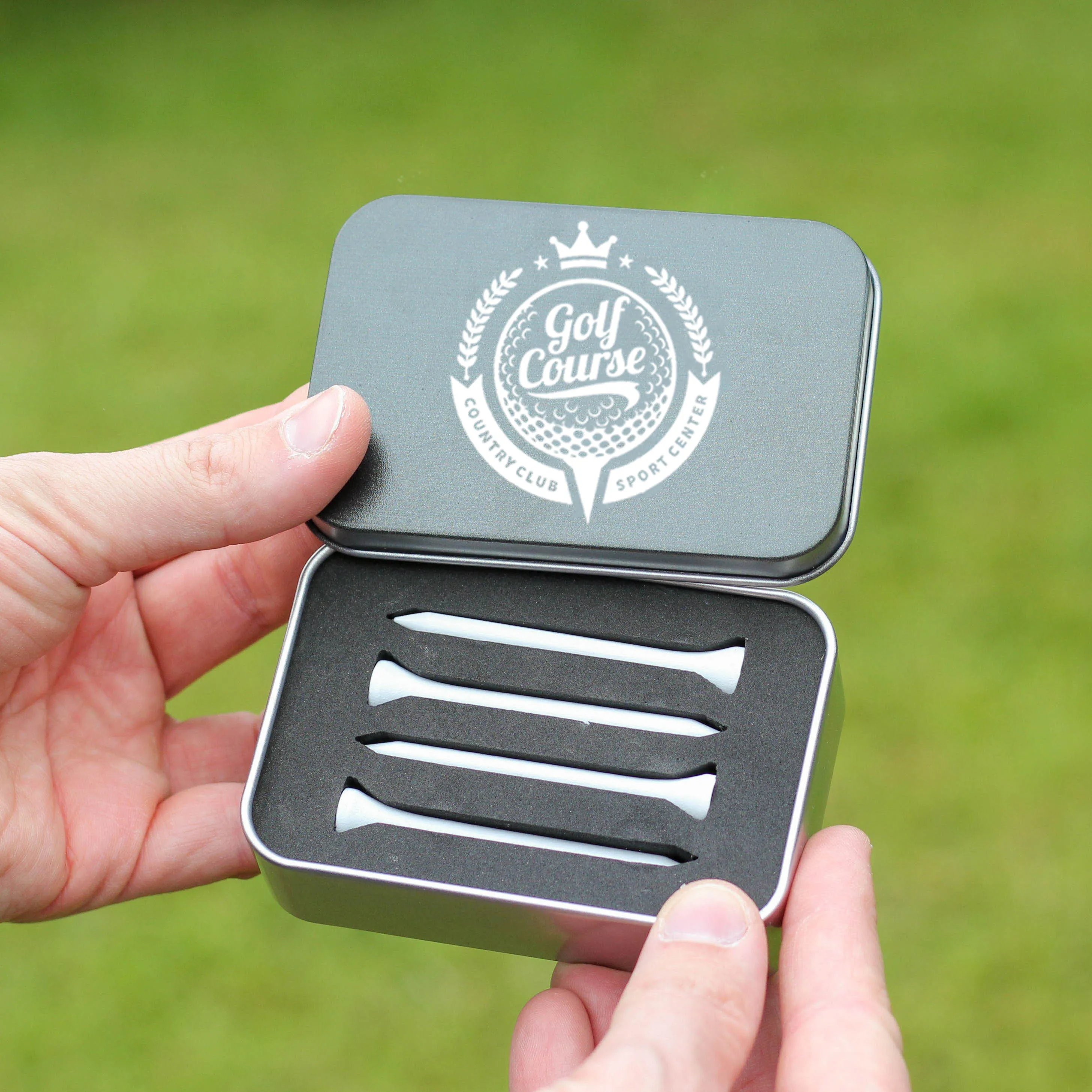 golf tee storage metal tin box accessory packing metal tin case trinkets package metal tin can
