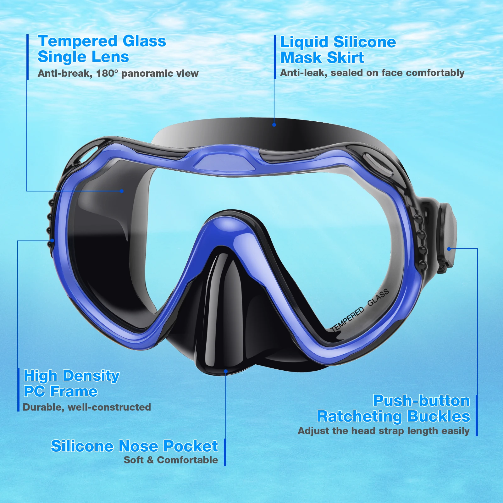 Factory Diving mask set factory tempered glass lens diving mask and snorkel set silicone diving snorkel mask set