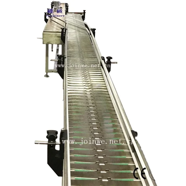 slat top chain conveyor used in plastic bottles
