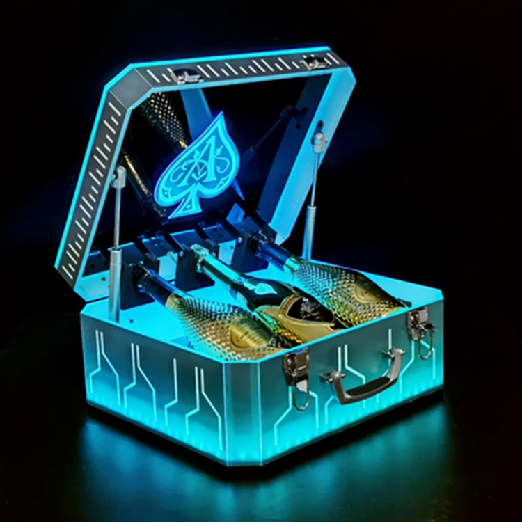 factory direct Ace of Spade Carrier Black Box LED VIP Champagne Bottle Display Case LED Wine Bottle Presenter bottle glorifier