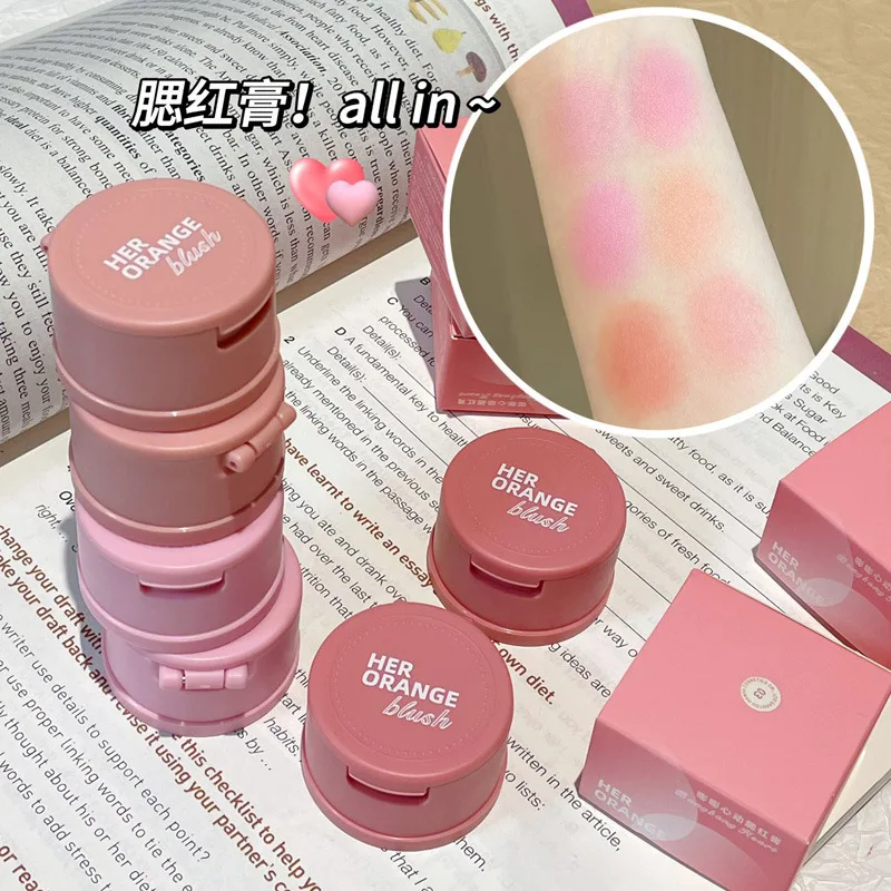 Customized Logo Waterproof Blusher Vegan Heart Shape Single Matte And Glitter Blush Private Label Compact Powder Blush
