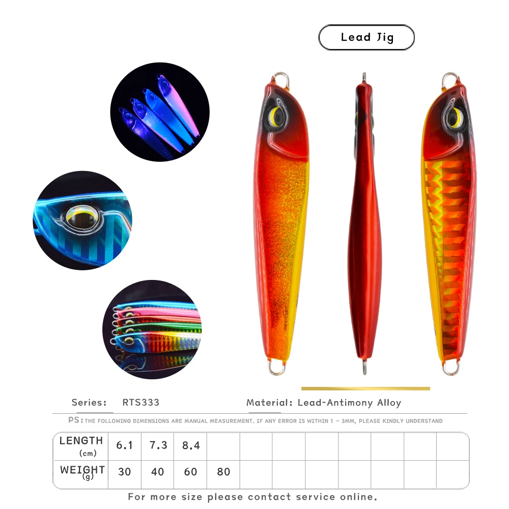 JIGGINGSOUL-RTS-333-30g/40g/60g Japanese lazer paper fishing Metal jig 3D printed Slow pitch Jigging lead jig lure de pesca