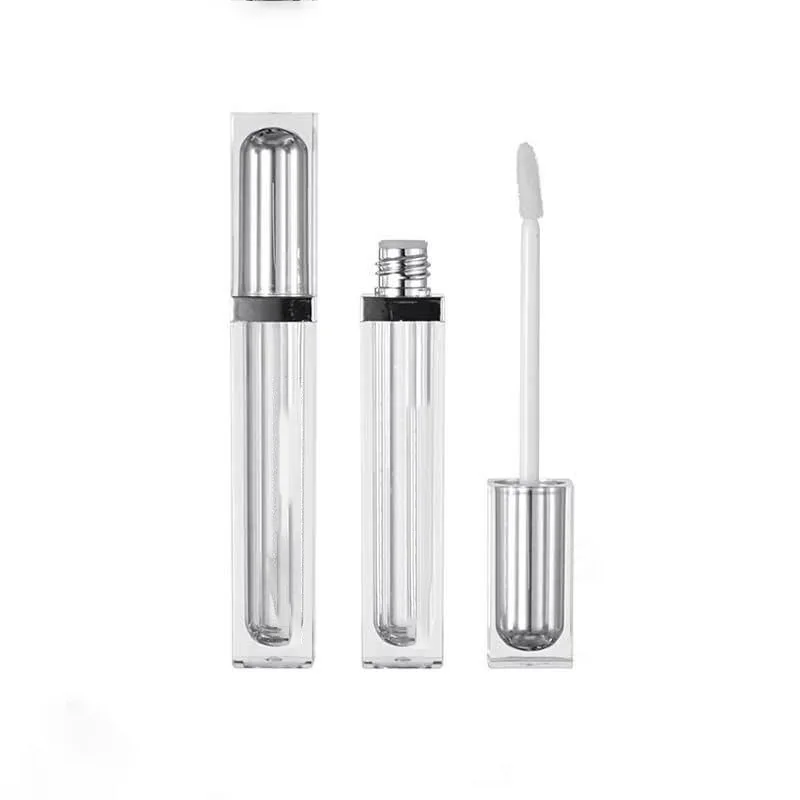 Eco Friendly Custom Logo Printed White Black Clear Packaging Private Label Cosmetic Wand Plastic Empty Lip Gloss Tube Container