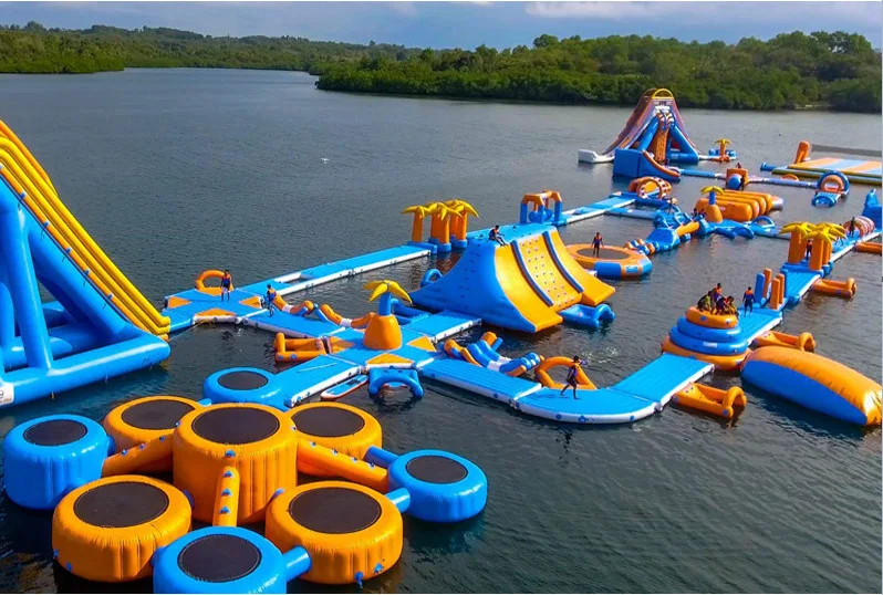 Firstents big inflatables water park blue aqua park commercial new floating water park for sale