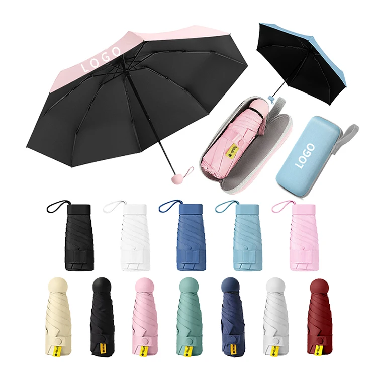 Wholesale 19/21 Inches 5 Folding Mini Umbrella Pocket Kids School For Custom Print Logo Branded Parasol Rain Capsule Umbrellas