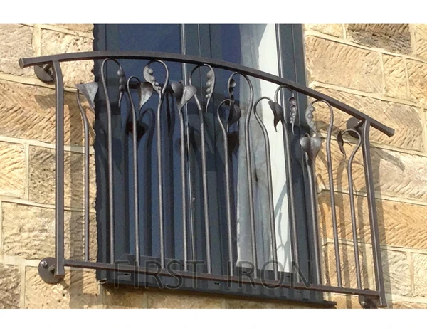 Antique decorative wrought iron faux window railings, short metal balcony hand railing