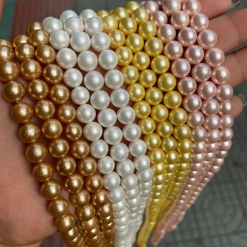 Wholesale Natural Round Matte White Sea Shell Beads for Jewelry Making Bead