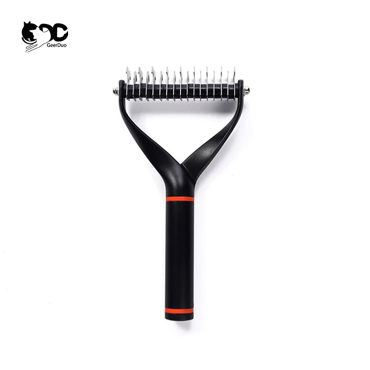 GeerDuo 2 in 1 Comb Stainless Steel Open Knot Clean Hair Dog Brush Cat Grooming Brush Removal Deshedding Tools