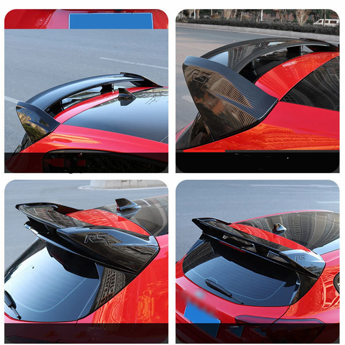 Rear Window Roof Wing Trunk Spoiler Tail Lip for Ford Focus MK4 Hatchback ST Line Gloss Black Carbon Fiber Look
