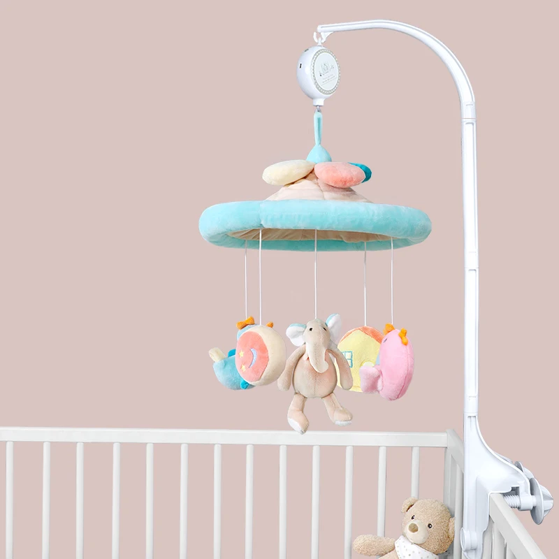 Ready to ship 93cm Unicorn Rotating Bed Animal Baby Stroller Toy plush rattle Playing On The Crib Hanging Bell Toys For Children