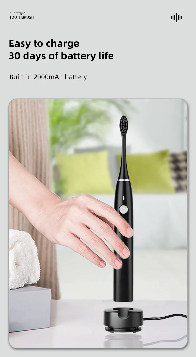 Charcoal Dupont Bristles Sample Free Shipping Electric Chargeable Toothbrush