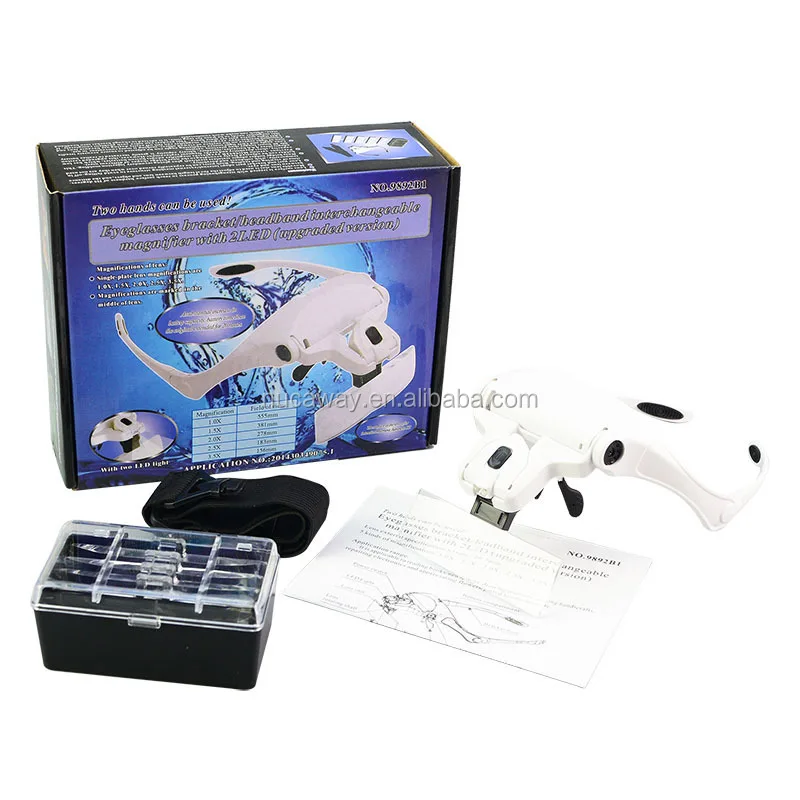 Increase of efficiency white LED light eyelash extension magnifier light glasses for Beautician