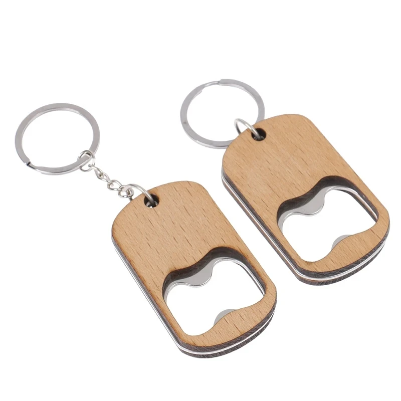 Custom Wooden Bottle Opener Key Chain Wood Keychain Beer Bottle Openers