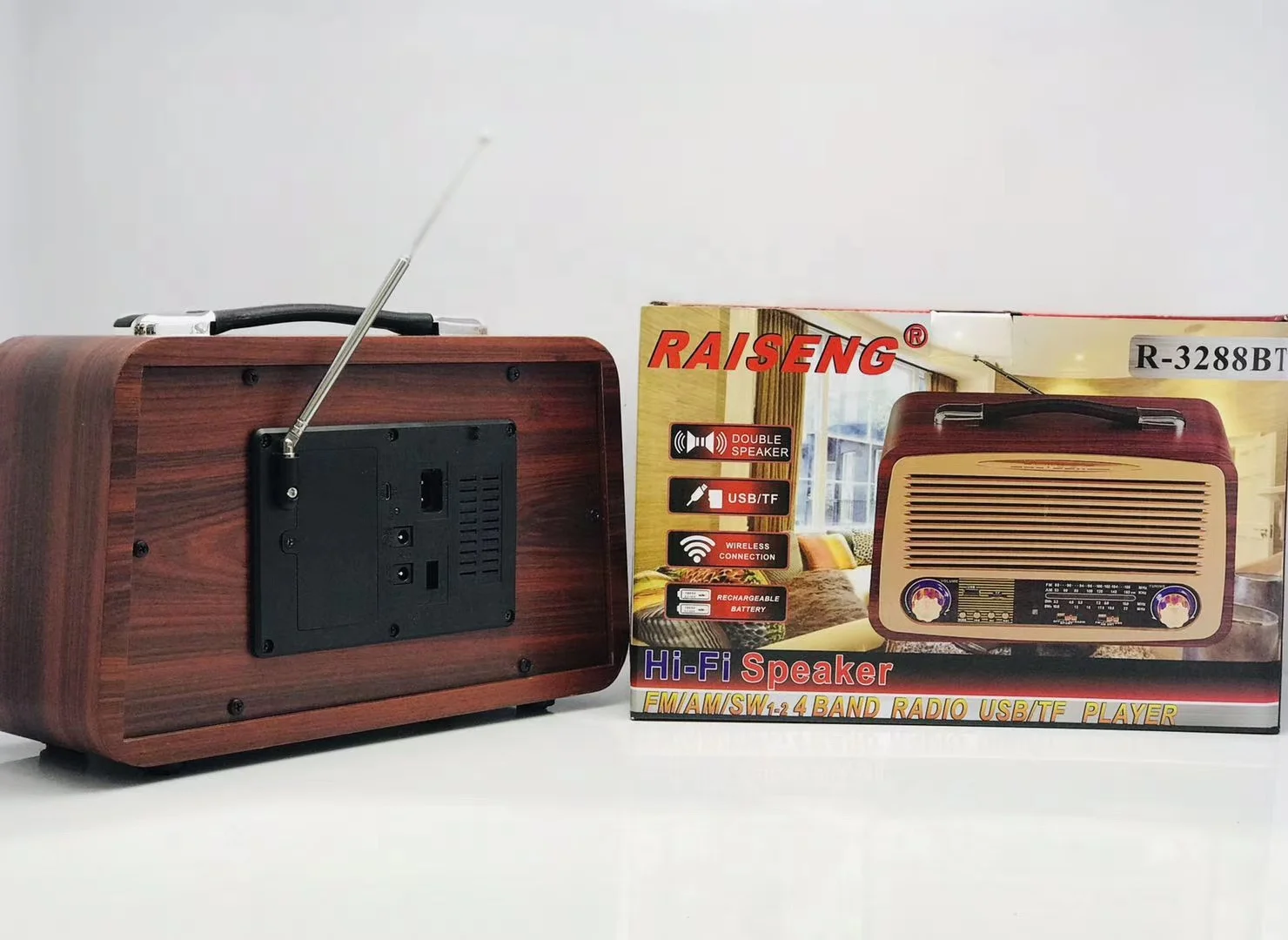  RAISENG R-3288BT Ретро винтажное деревянное цветное радио Ac Dc Am Fm 3 Band