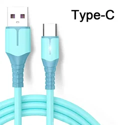 Factory OEM 1M/1.5M/2M Silica Gel LED Fast Charging Mobile Accessories Data cables for all Cell Phones Type-c USB Cable