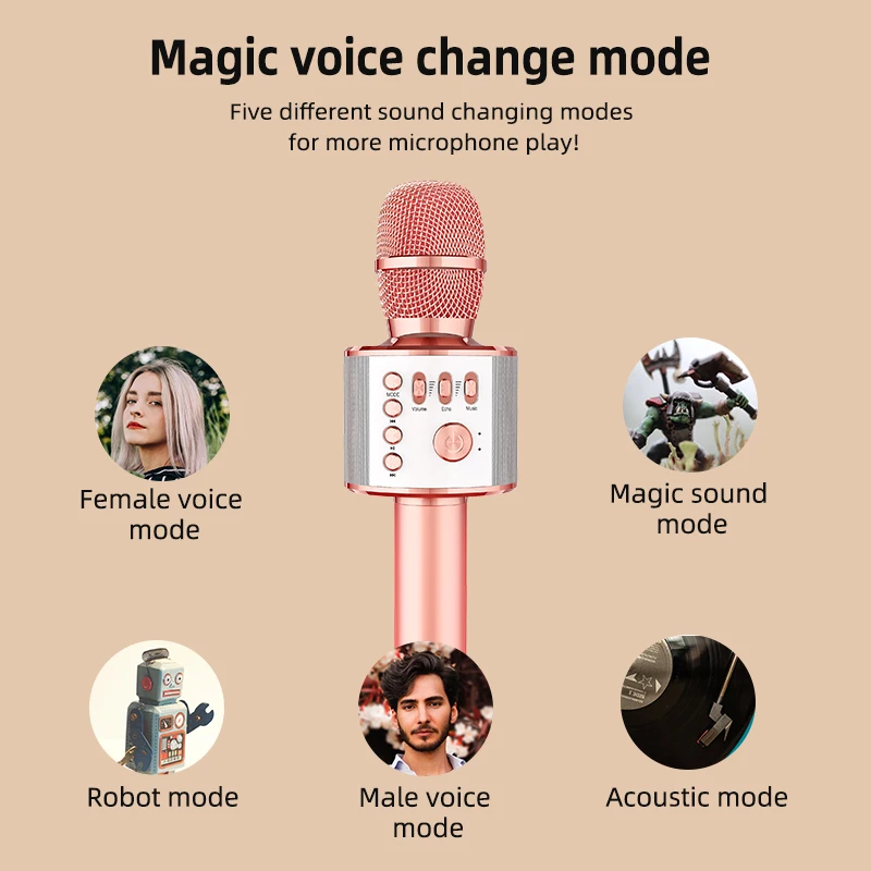 Professional Wireless Headphones Karaoke Microphone Portable Handheld USB Car Mike Music Kids Mic Windscreen Microphone