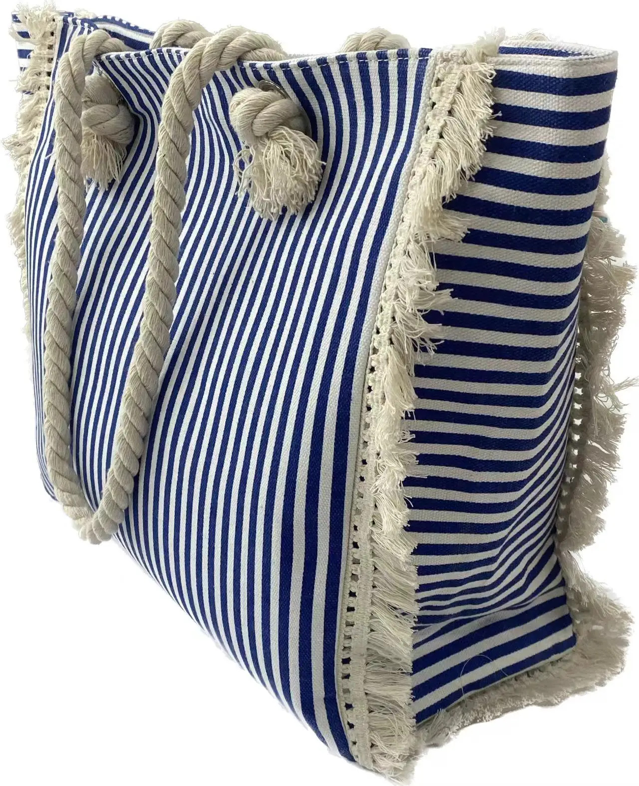 Customizable Large Capacity Canvas Hemp Rope Striped Shoulder Bag Personalized Pattern Type