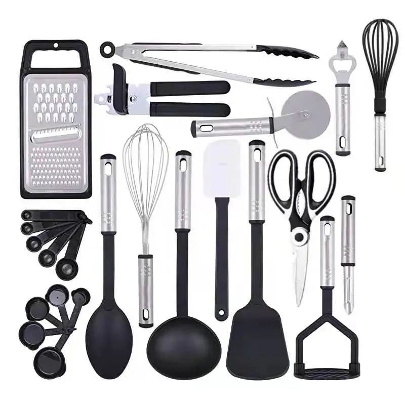 
kitchen utensil set 24 nylon and stainless steel 
