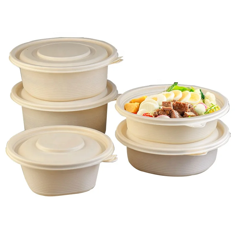 
Custom corn starch soup /noodle /salad food packaging pla container disposable compostable takeout biodegradable bowl with lids 