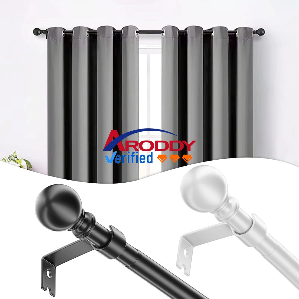 ARODDY 48-84 inch Matte Black Splicing Heavy Duty Metal with Brackets Curtain Rod for Window Decorative Curtain Pole Extendable