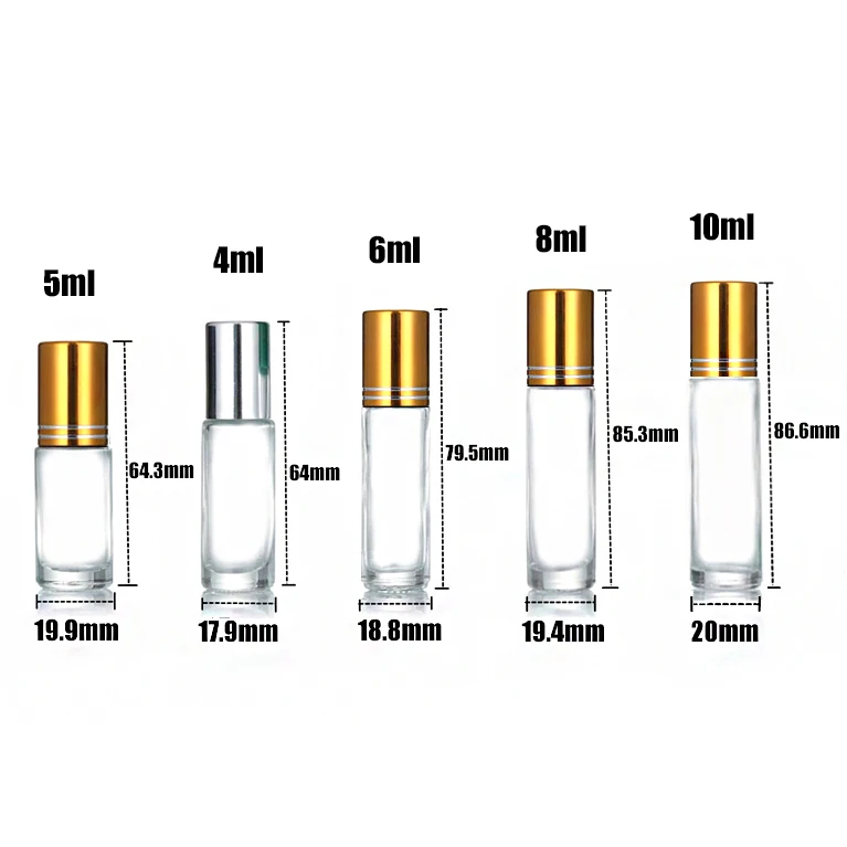 10 ml amber glass roller bottle gold lid