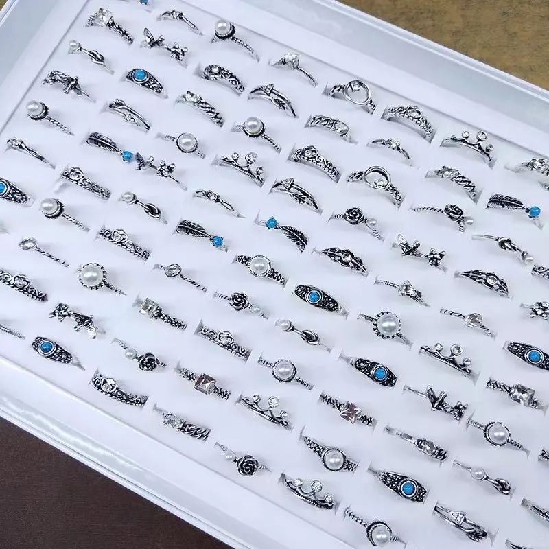 Оптовая продажа винтажное серебряное женское кольцо модное Подарочное с имитацией жемчуга смола масло капель