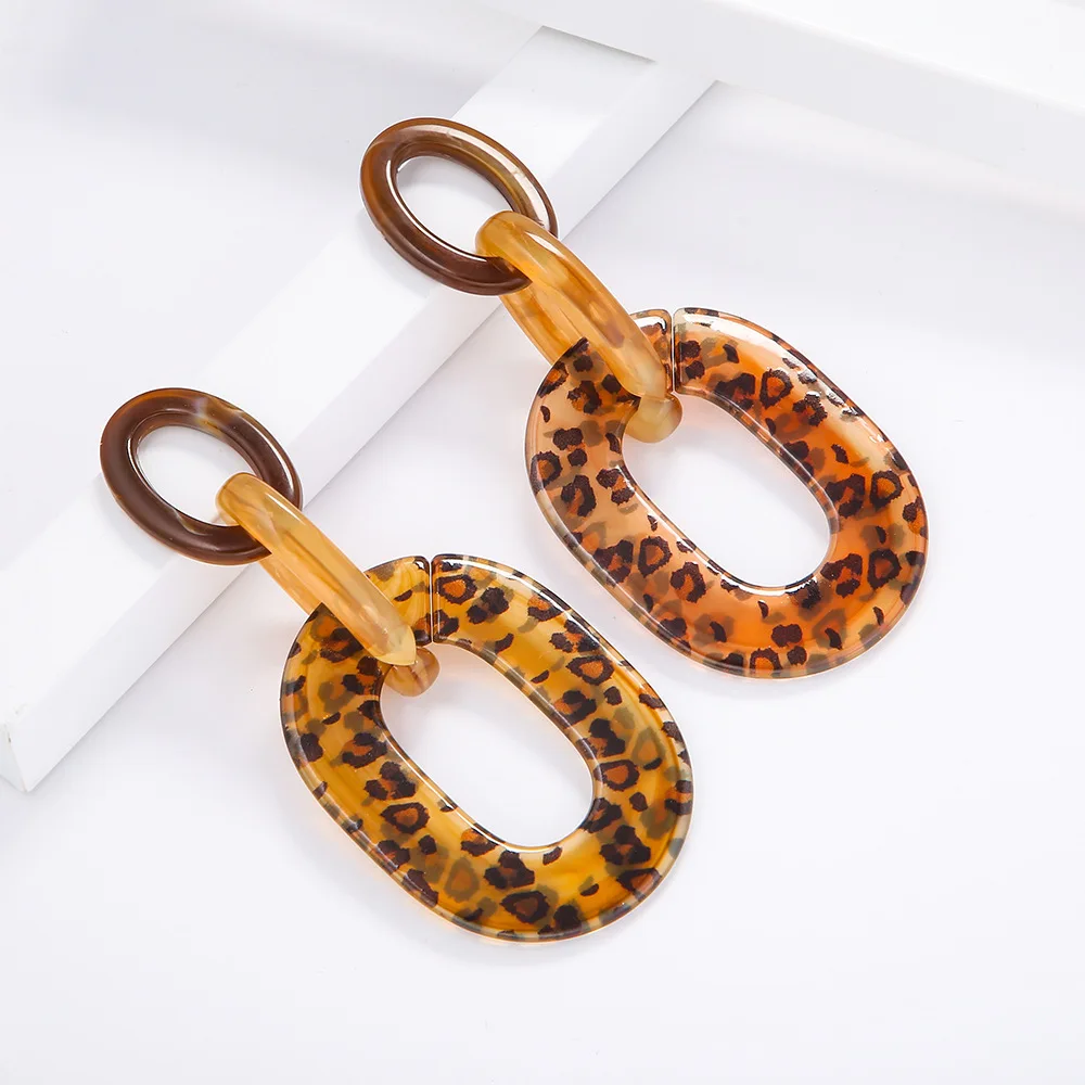 fashion acrylic leopard print necklaces earying set