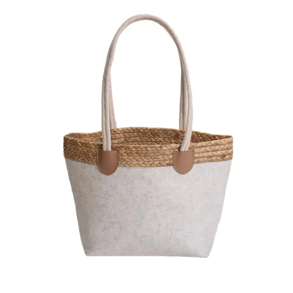 Environmentally Friendly Water Hyacinth Tote Bag Woven Felt Composite Storage Basket Durable Made with Sustainable Materials