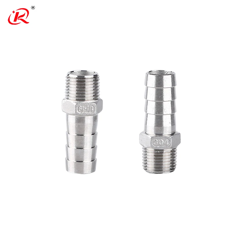 KQ SS304 Male Thread Hose Barb Connector 1/2' BSPT X 16mm OD Hex Nipple Fittings