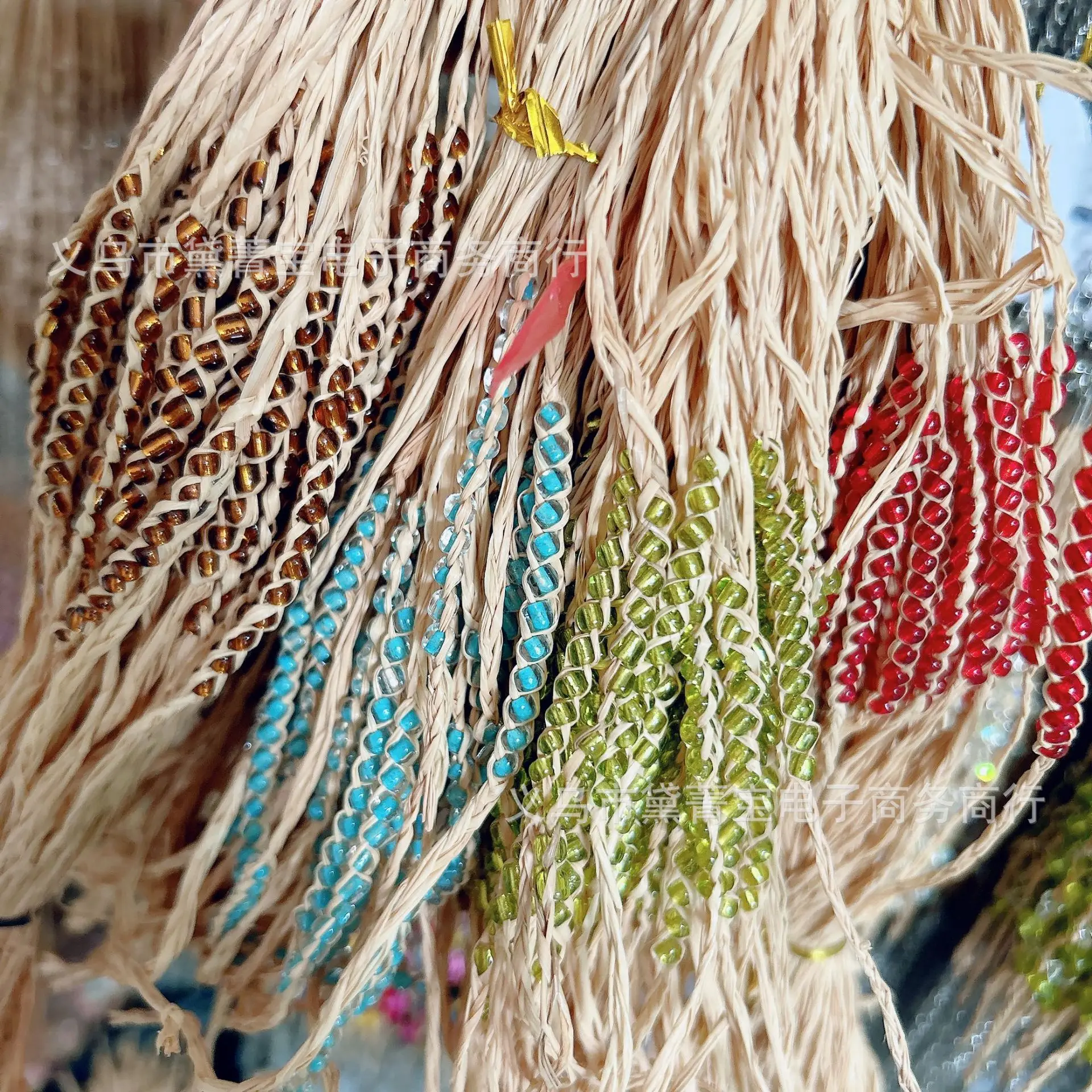 Rafi grass bracelet hand woven rope 12 beads Korean version DIY beaded crystal travel commemorative hand jewelry