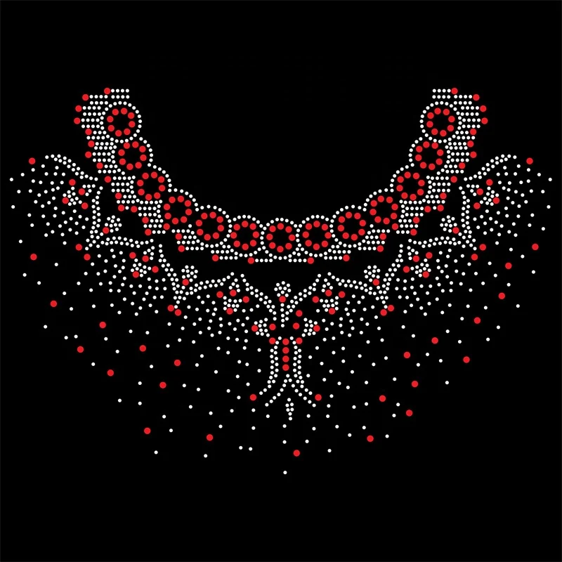 New arrival necklace ready design blue flower hotfix rhinestone cheer bows rhinestone transfer