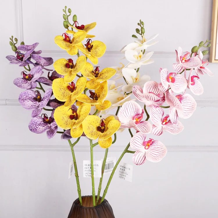 QIHAO 3D Real Touch Latex Phalaenopsis Centerpiece Flower Stem Artificial Orchid for Wedding Party Home Garden