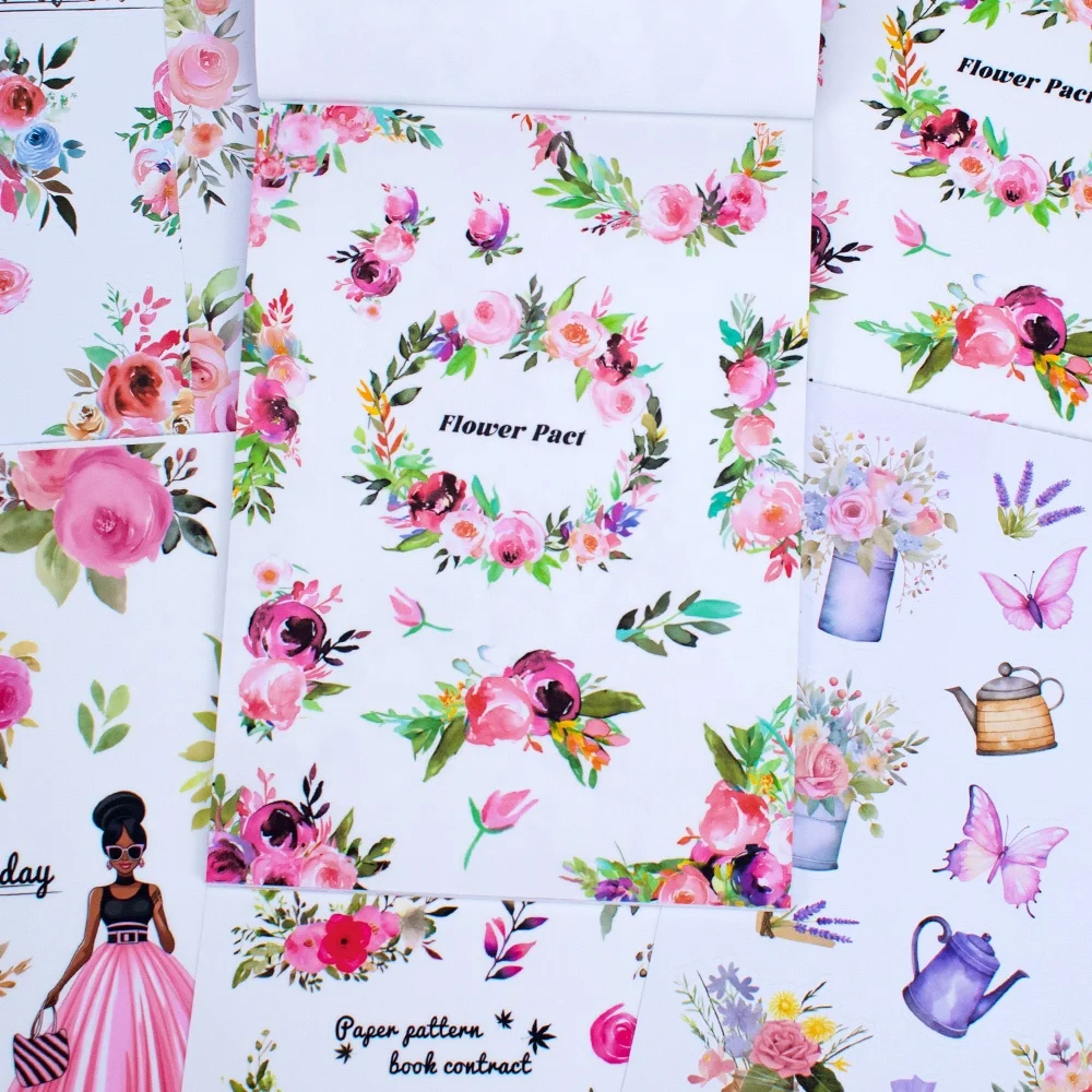 2024 NEW 20Sheets Europe and America Series Fashion Girl Flowers A5 Sticker Book