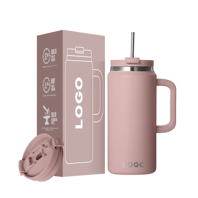 64oz Outdoor Sport Stainless Steel Drink Beverage Tumbler Double Wall Vacuum Insulated Powder Finish  Tumbler 100% Leak Proof