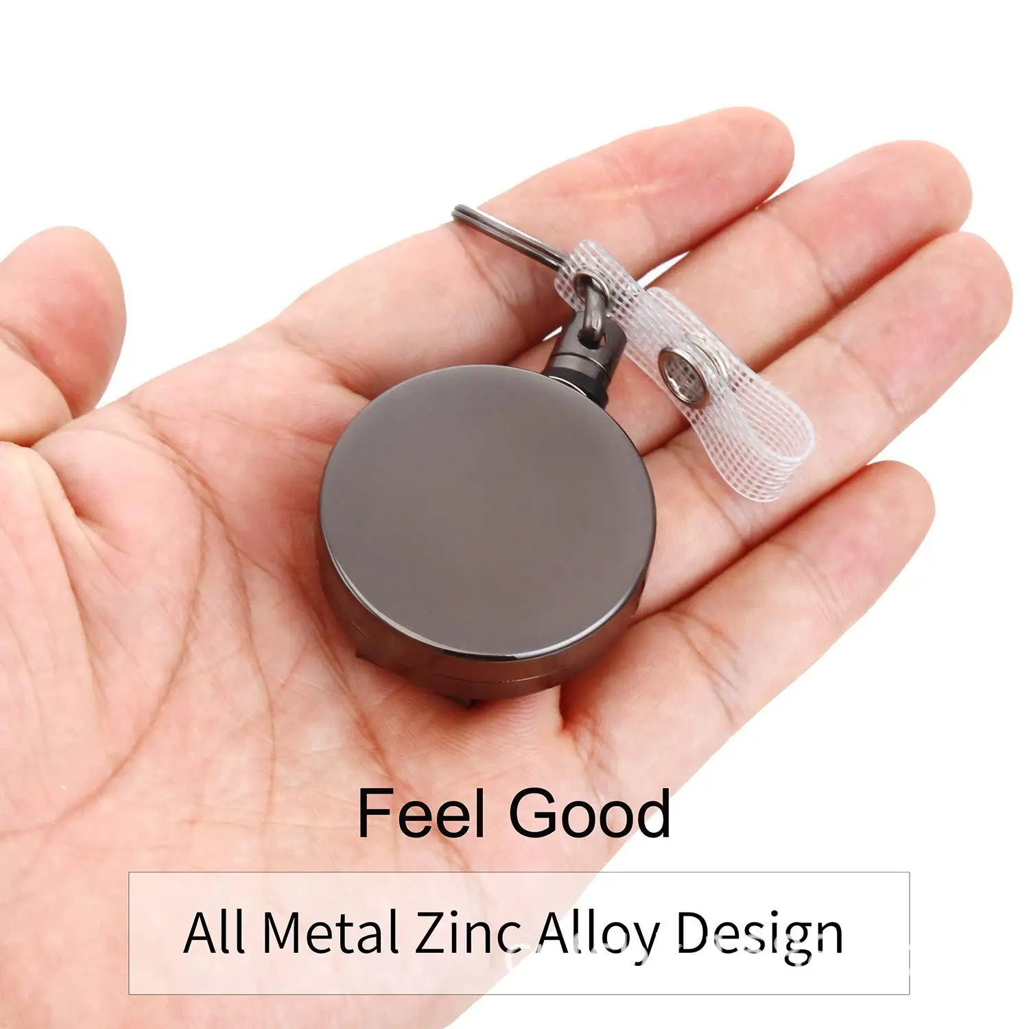 4cm Diameter Heavy Duty cable reel Retractable Reel Metal waterproof ID Badge Holder with Belt Clip Key Ring for Name Card