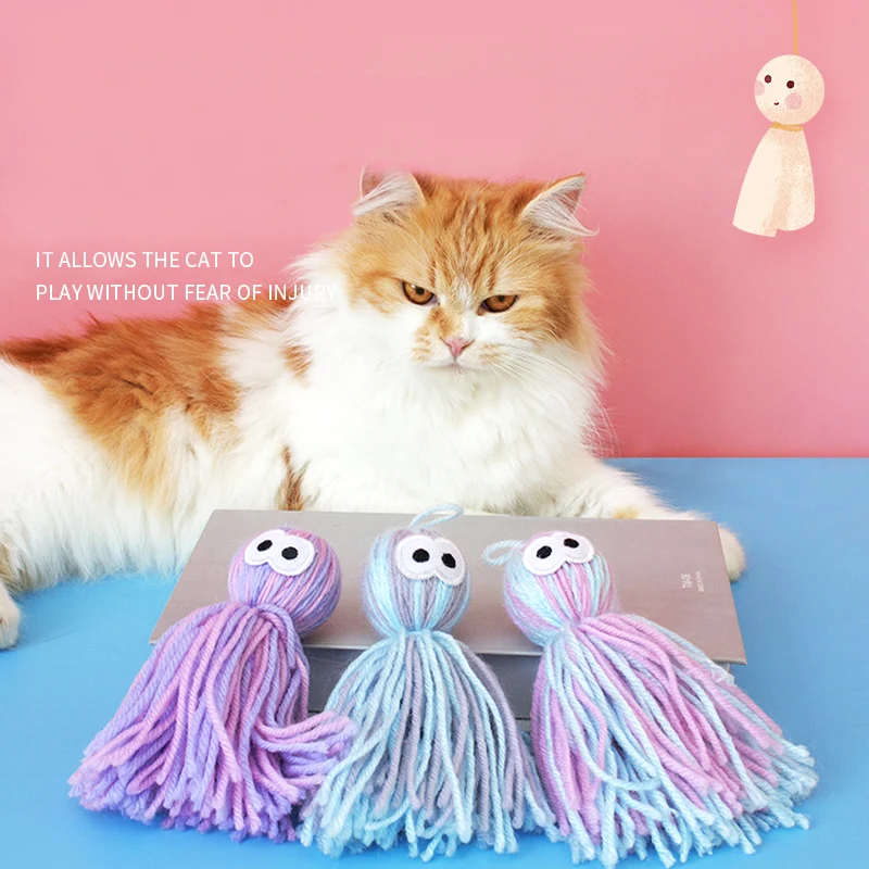 Elastic Plush Ball Cat Teasing Stick for Wholesale
