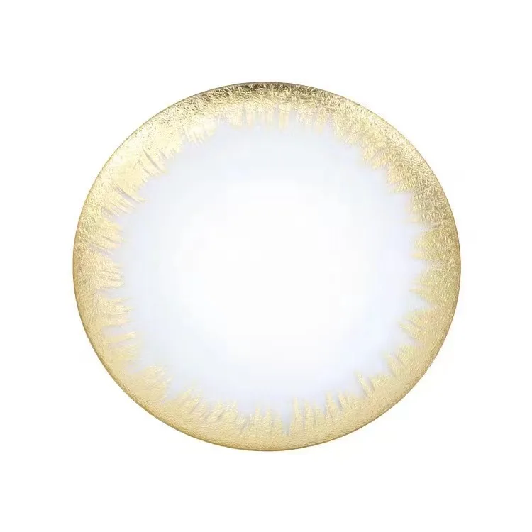 BST wholesale wedding glass charger plate clear plastic party gold leaf table dinner charger plates