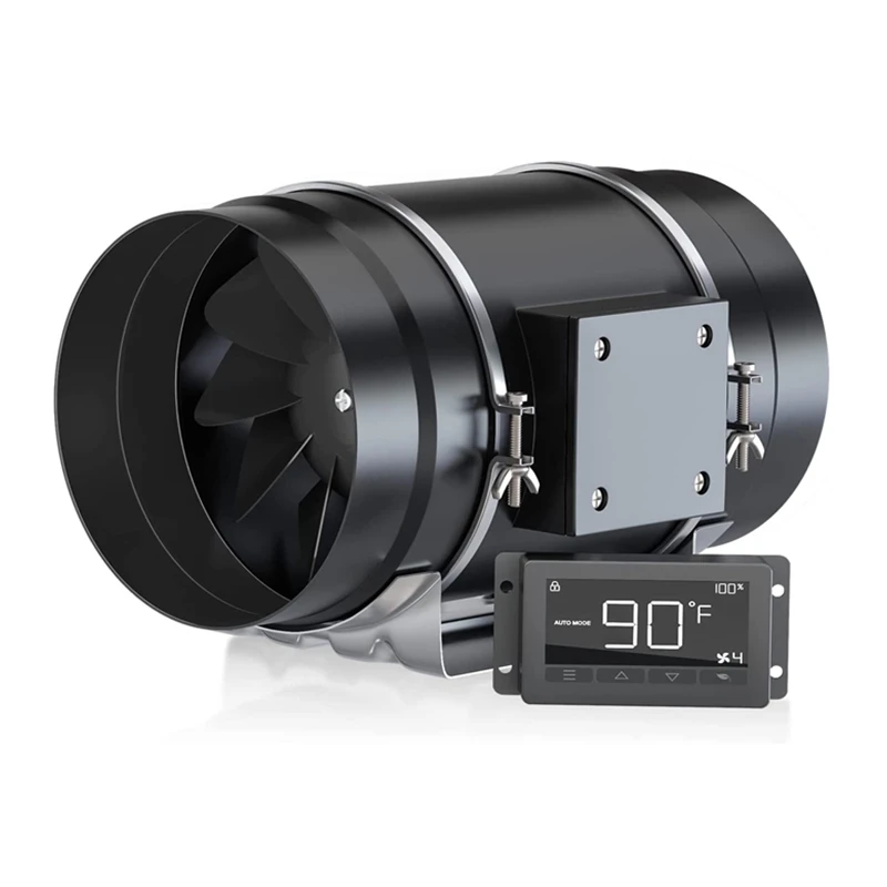 Drop shipping 8 inch 900CFM Duct fan with Temperature and Humidity Controller Exhaust Blower inlin duct fan for Hydroponics