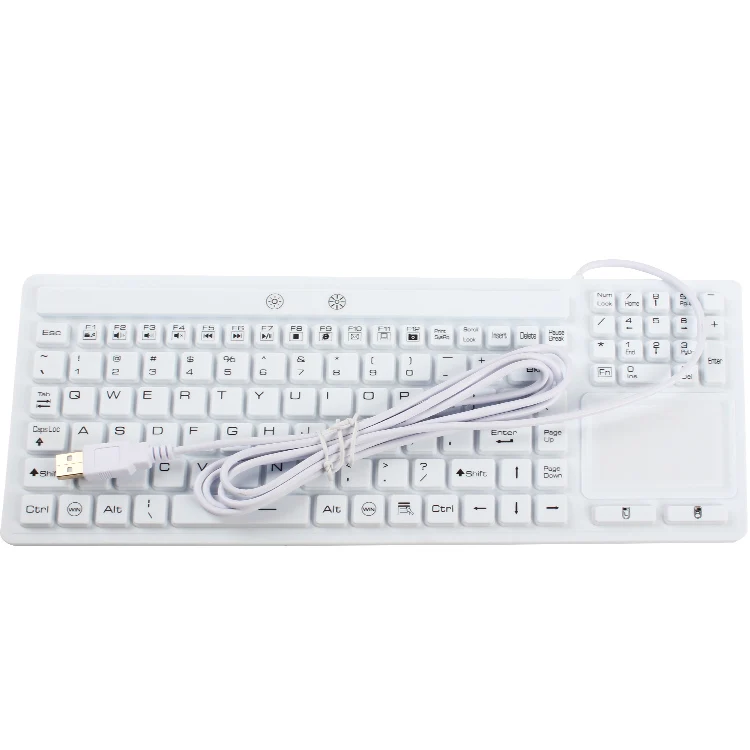 ip65 ip68 107keys waterproof silicone wired backlight medical industrial keyboard