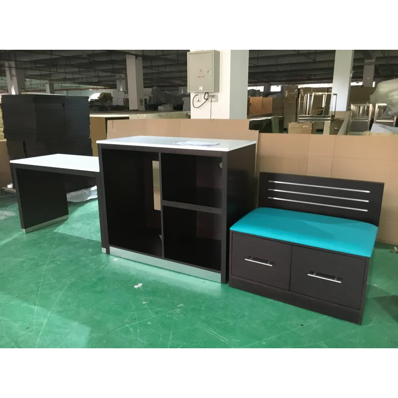 Factory Wholesale Hotel Room Furniture Soft Bed Screen Sofa Set Lounge Chair TV Cabinet Panel Table Luggage Nightstand Casegoods