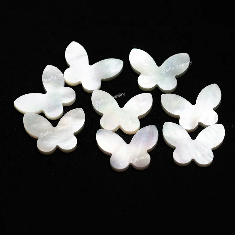 Wholesale price double sides flat natural butterfly white shell