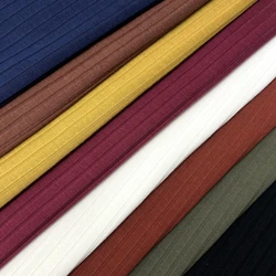 Factory wholesale polyester elastane custom solid color 190gsm knitted  8*2 wide ribbed fabric for lady dress