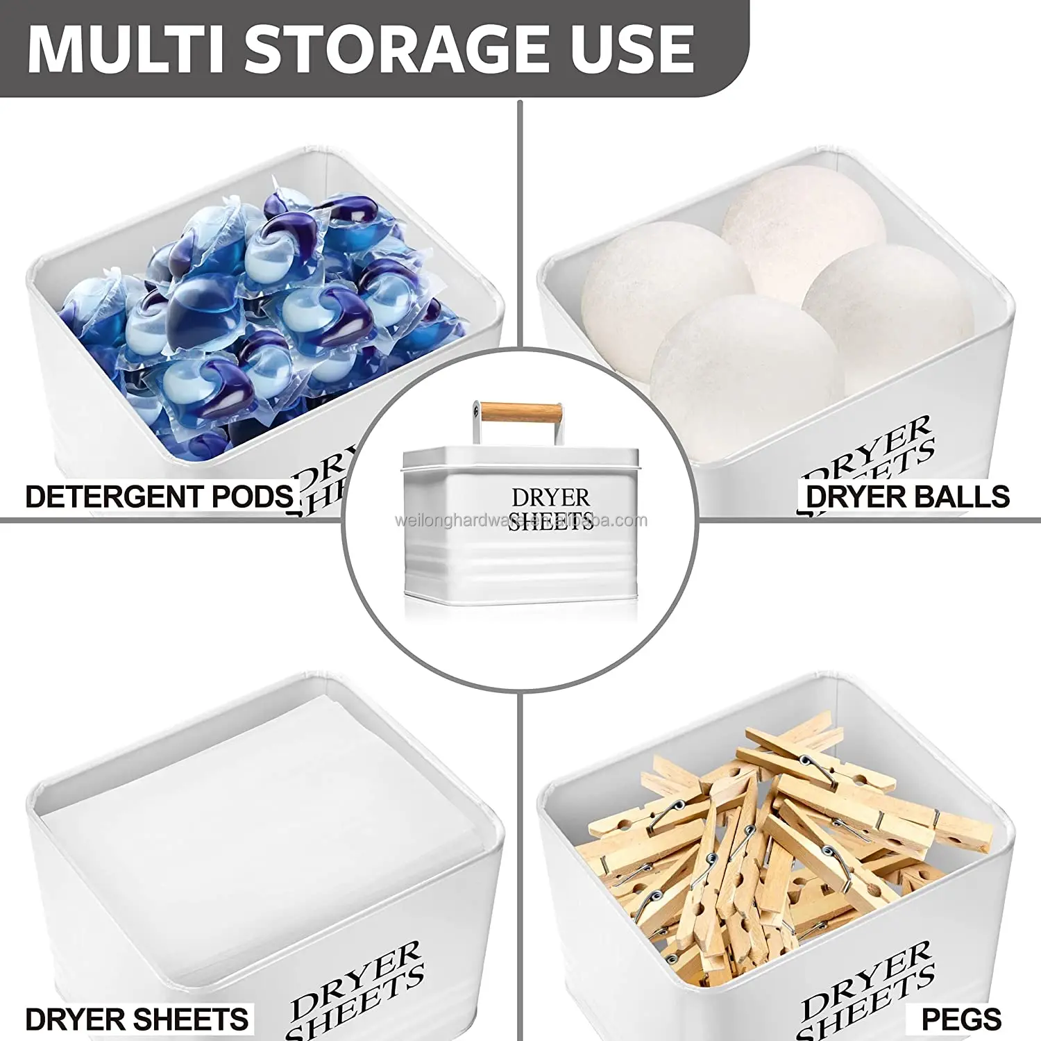 Home Metal Laundry Dryer Sheets Holder Fabric Softener Dispenser with Handle for Laundry Room Decor Laundry Organization Storage