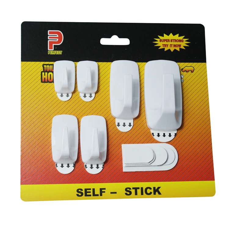 Self adhesive plastic wall hook removable damage free HOOKS