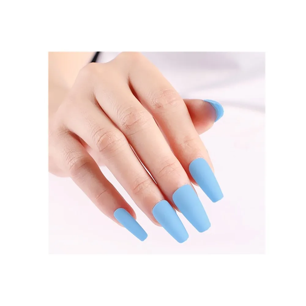 New Model false nails press on Natural Clear Long Coffin Ballerina false acrylic nails