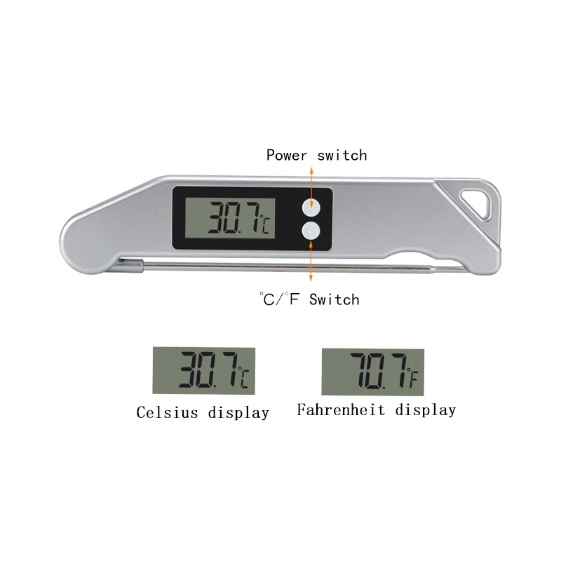 Instant Read Digital Hot Water Food Cooking Household Grade 304 Steel Instant-read Meat Thermometer