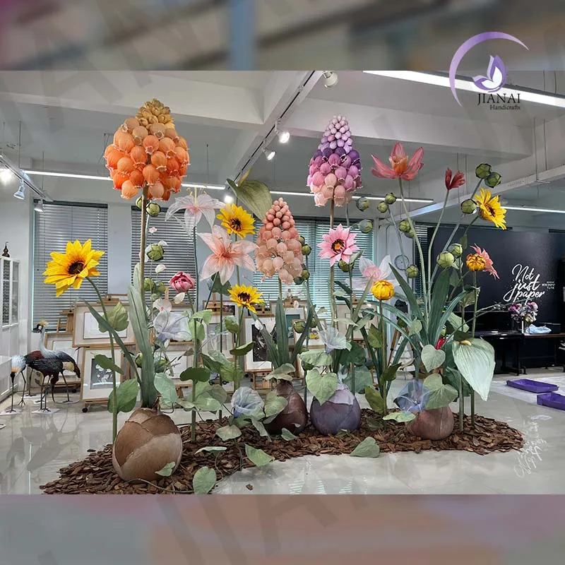 High Quality Wedding Leading Flora Giant Artificial Flower Poppy And Rose Mix Combination For Store Construction